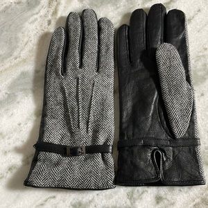 NWOT Thinsulate kid leather gloves black and white size large